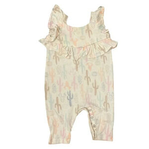 0-3 Months Jessica Simpson Cactus Jumpsuit with Ruffles & Buttons